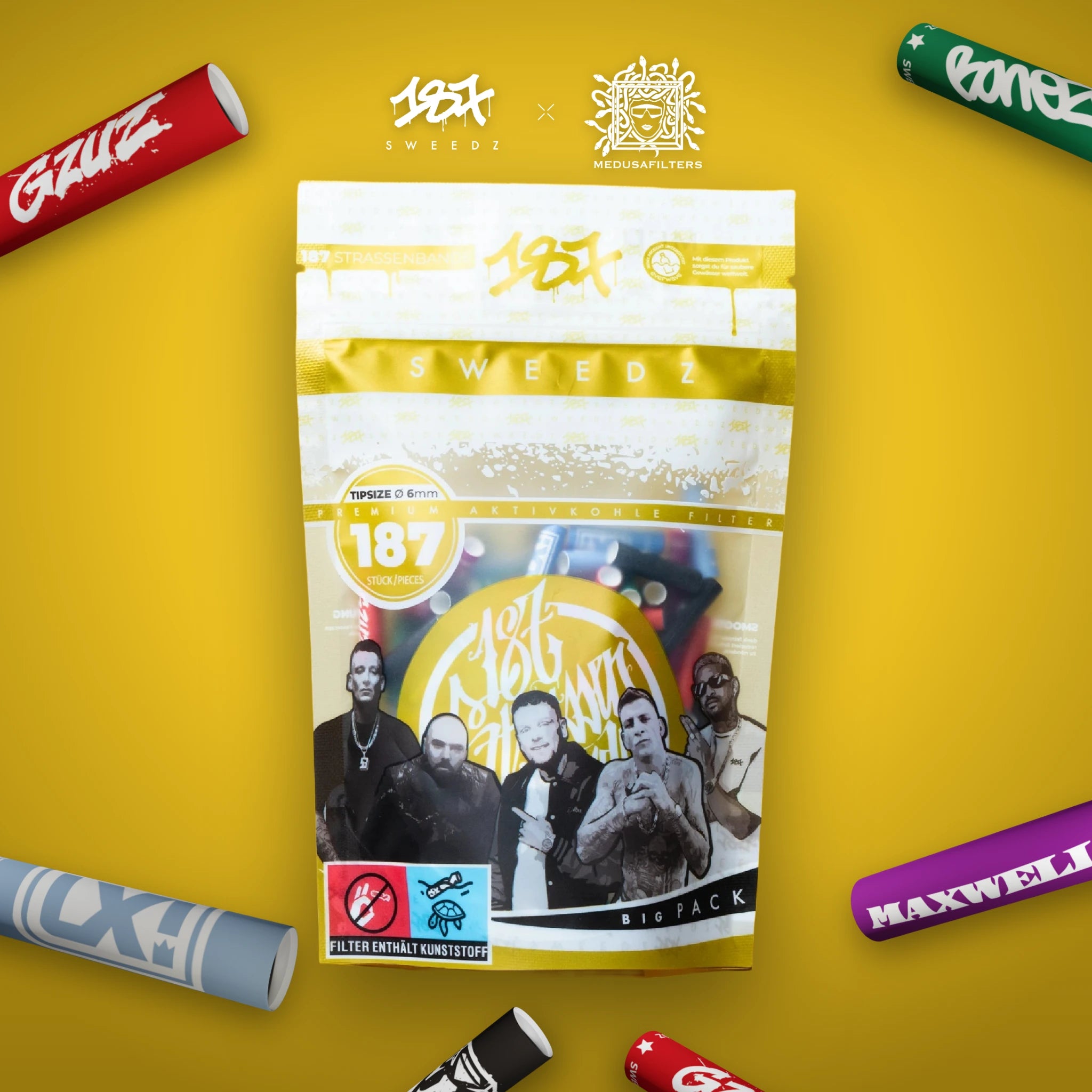 187 Sweedz Crew Packung mit Aktivkohlefiltern aller fünf Artists