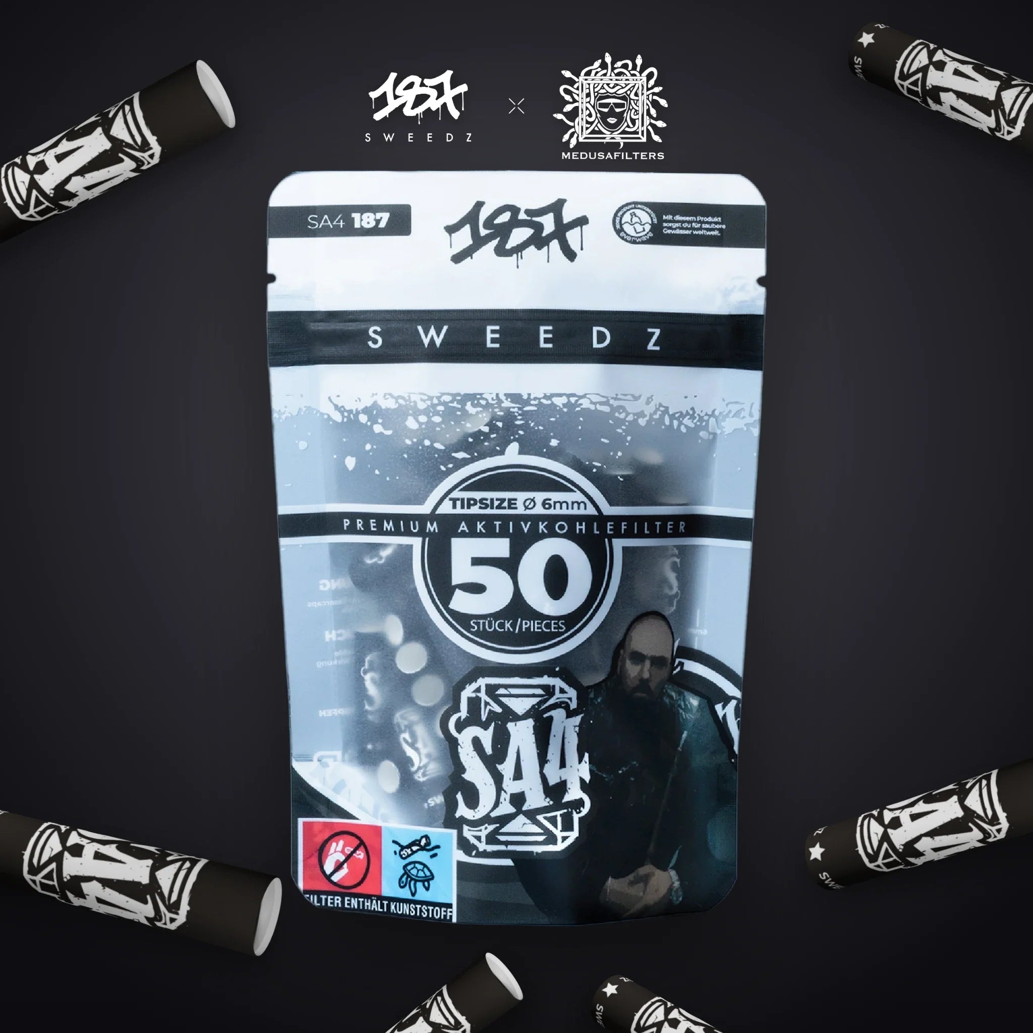 SA4 Edition 50er Packung mit 187 Sweedz Aktivkohlefiltern