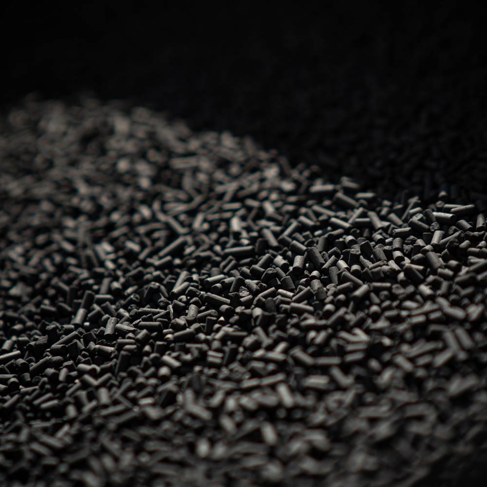 Kokosnuss-Aktivkohle-Pellets in Nahaufnahme
