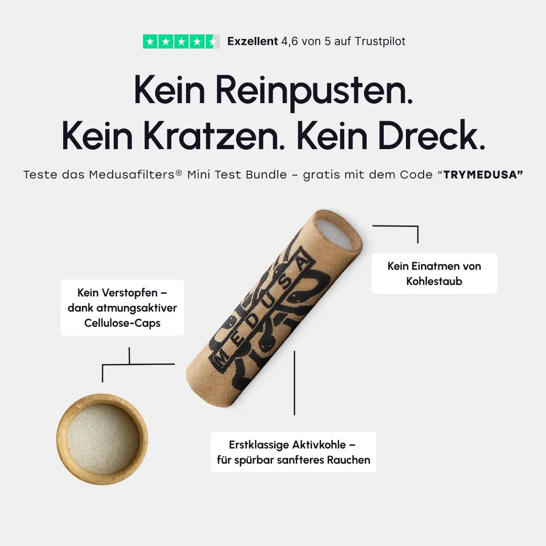 Medusafilters® Mini Test Bundle ORGANIC Edition – Aktivkohle plus Cellulose Caps
