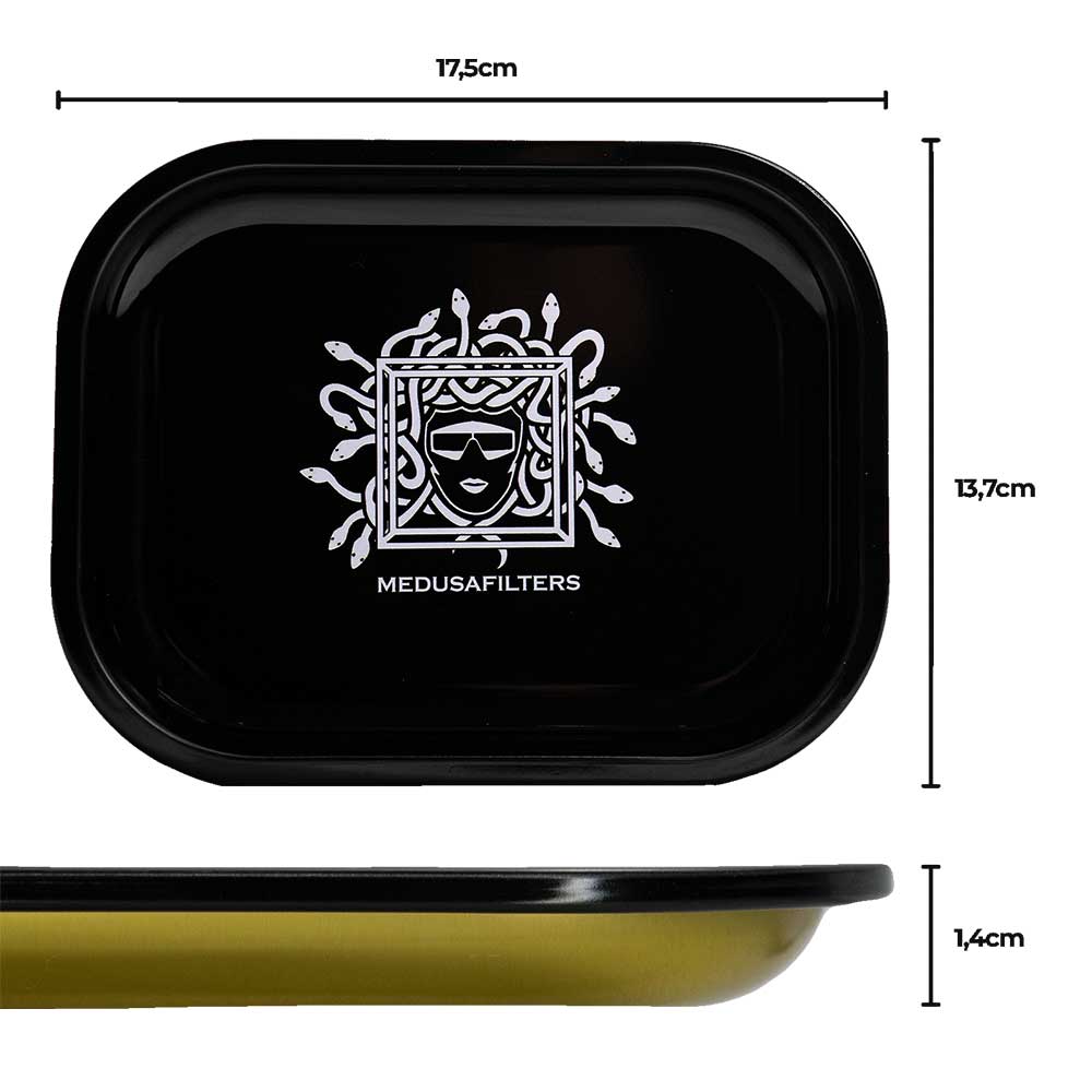 Rolling Tray aus Metall Maße 13,7 cm auf 1,4 cm auf 17,5 cm