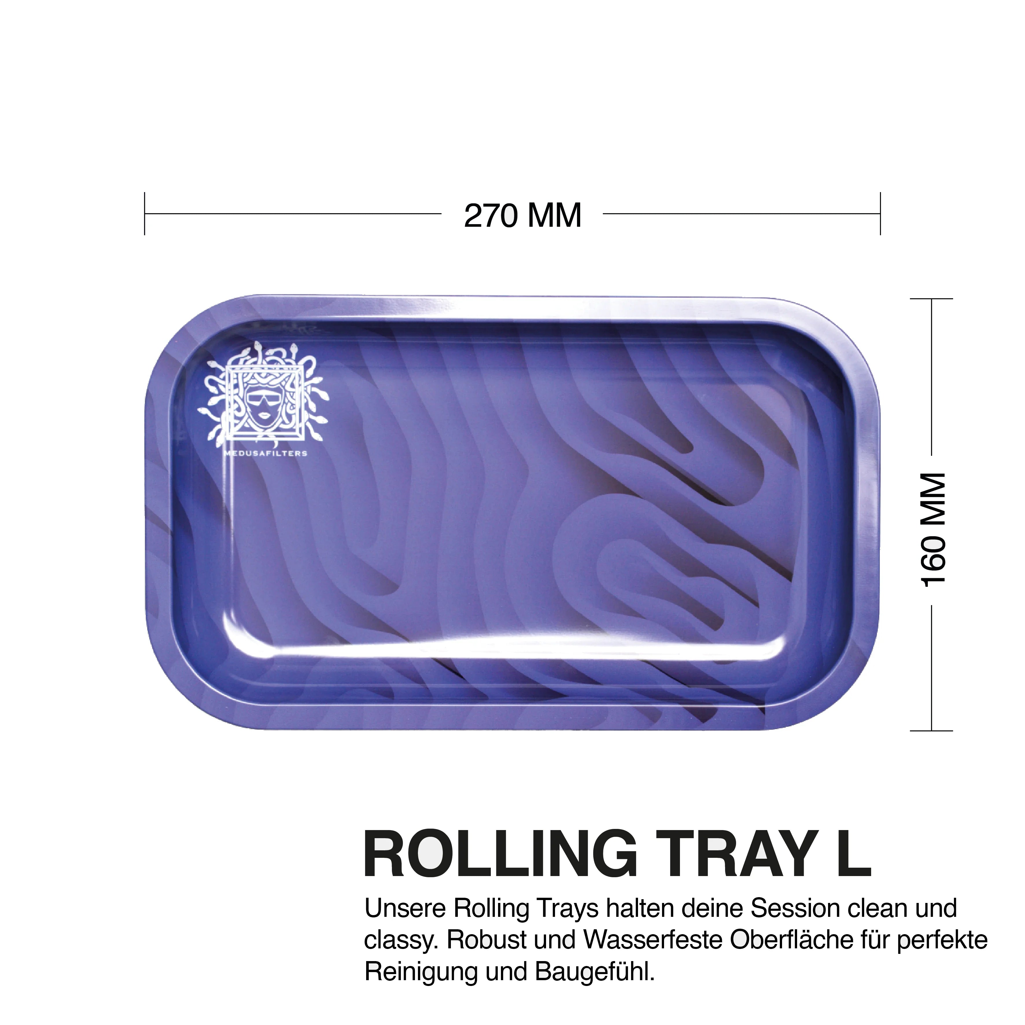 Rolling Tray aus Metall – Platz für Paper, Filter und Zubehör