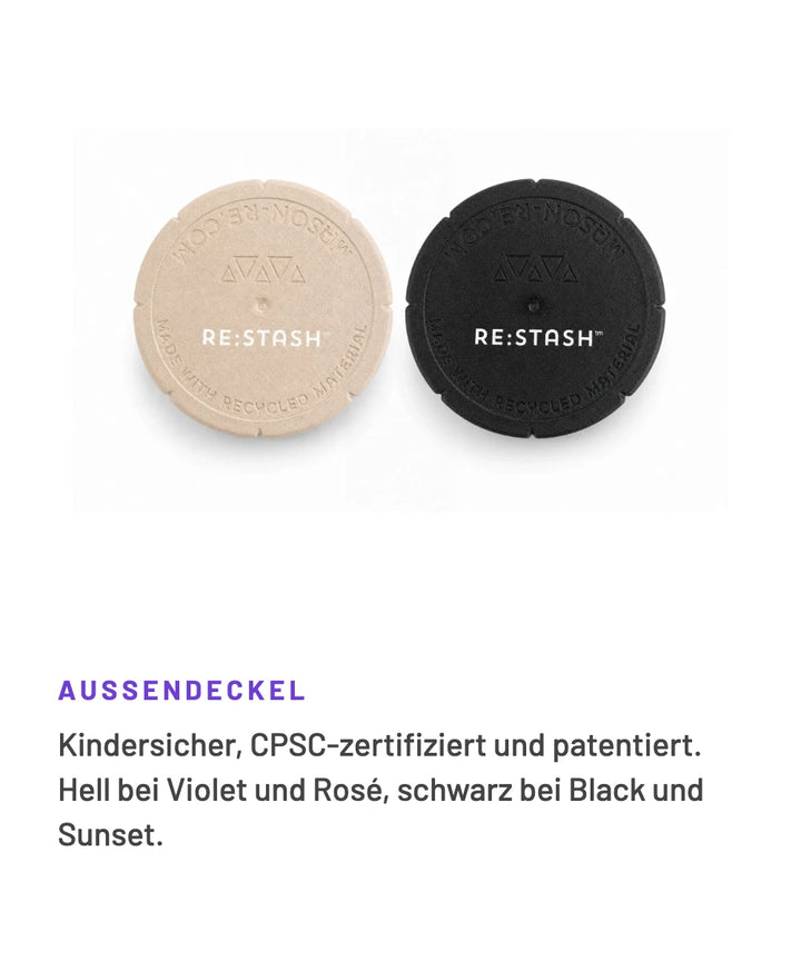 Außendeckel hell und schwarz: kindersicher, CPSC-zertifiziert und patentiert