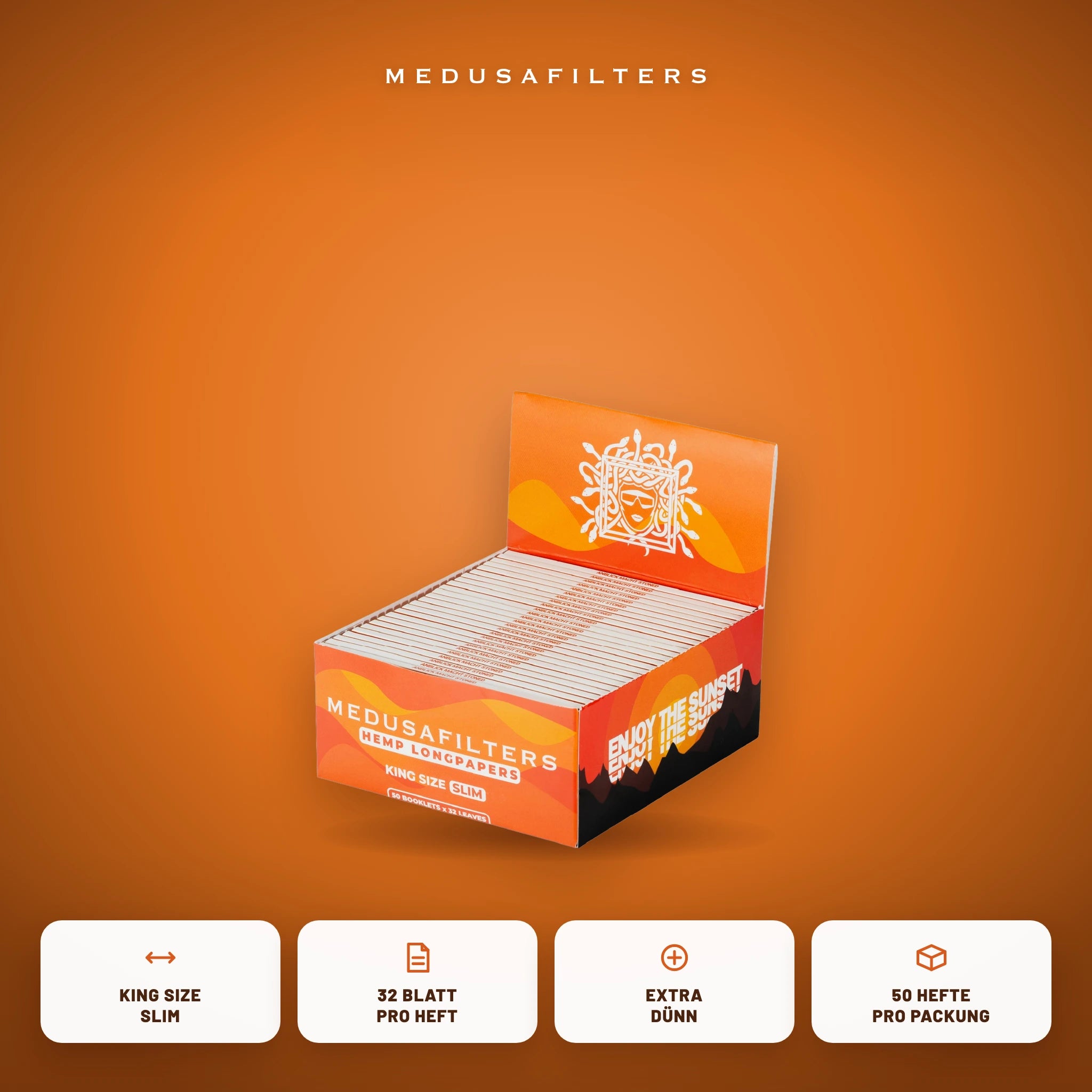 Medusafilters Longpapers King Size Slim SUNSET – 50er Display – Vorteile