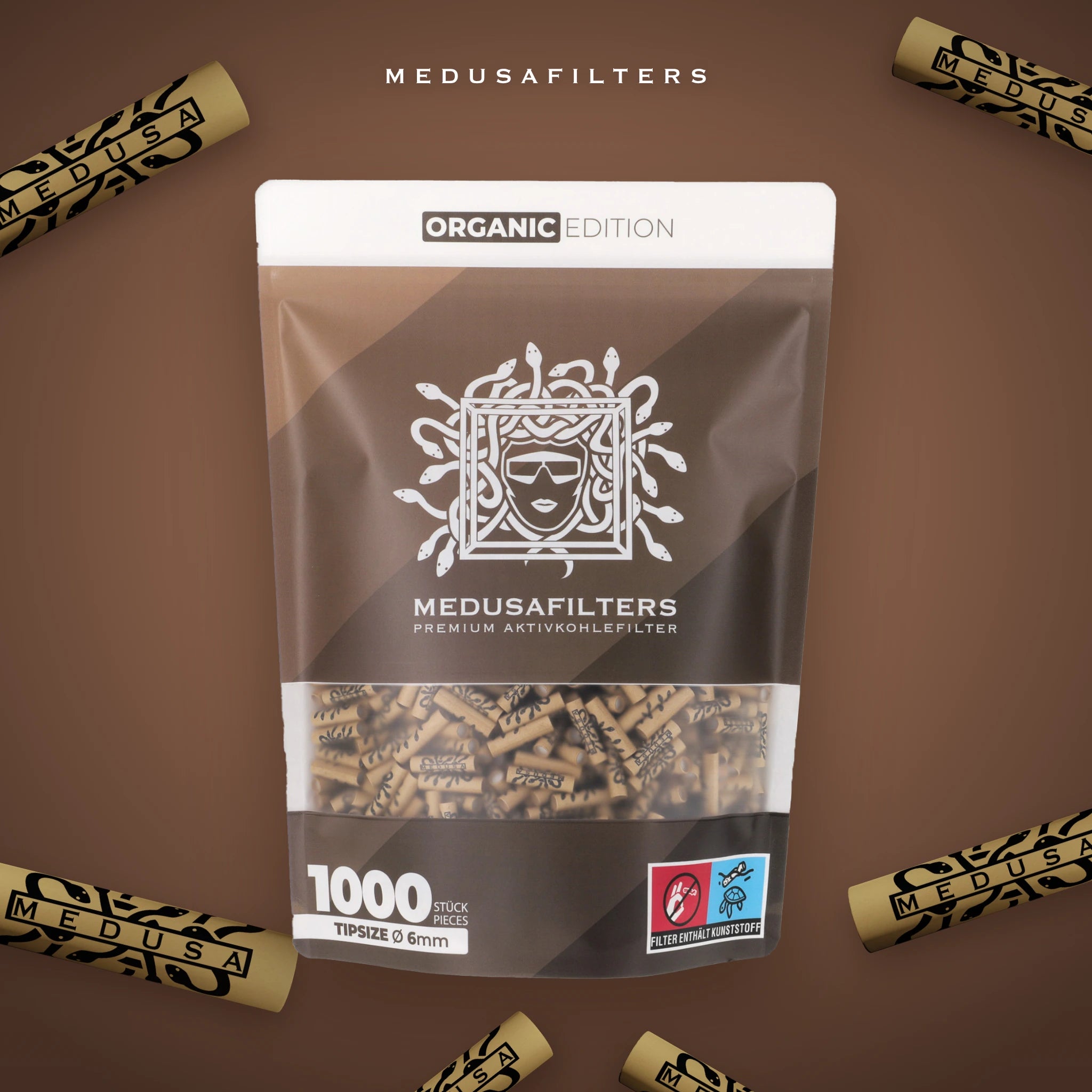Medusafilters ORGANIC Edition 1000er Packung mit Aktivkohlefiltern