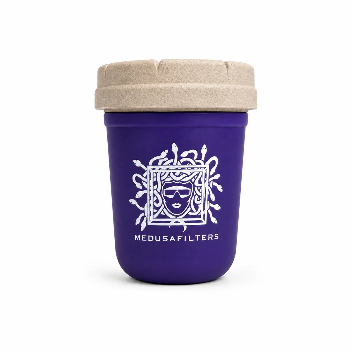 RE:STASH x Medusafilters Jar 8 OZ in Violet mit hellem Außendeckel, geschlossen