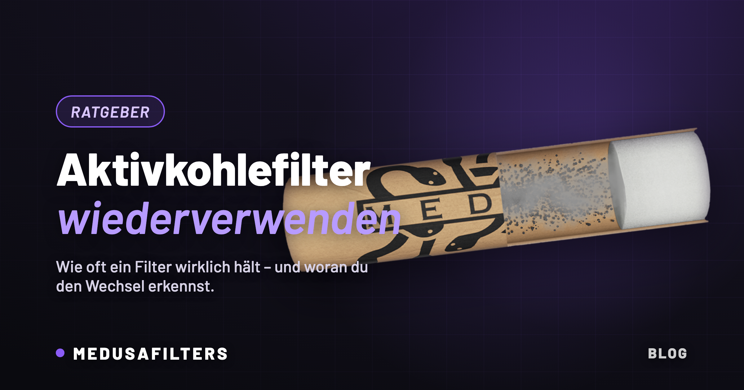 Aktivkohlefilter wiederverwenden: Querschnitt eines Medusafilters Aktivkohlefilters mit Kokosnuss-Aktivkohle