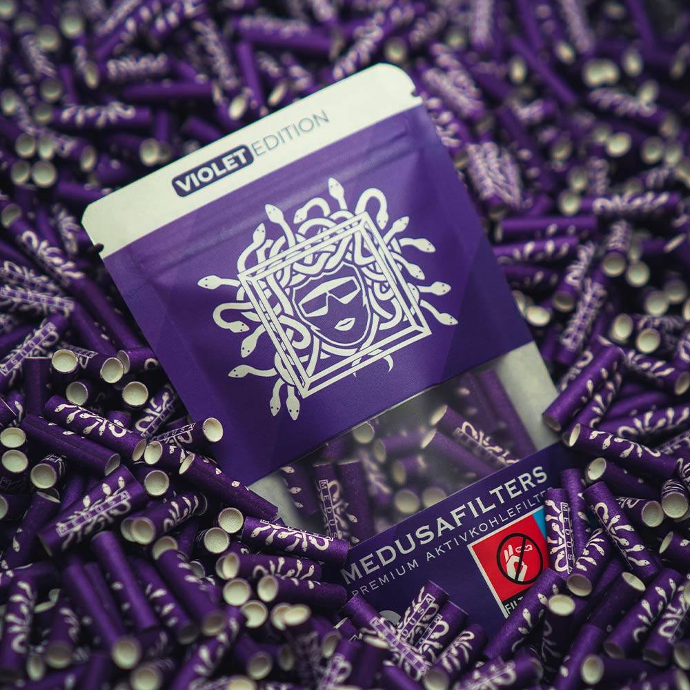 1+1 Gratis 50er Packung Aktivkohlefilter VIOLET Edition