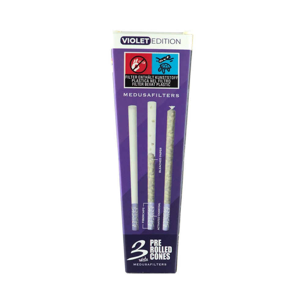 Pre-Rolled Cones BLEACHED mit VIOLET Edition Filtern - 32er Display - Medusafilters