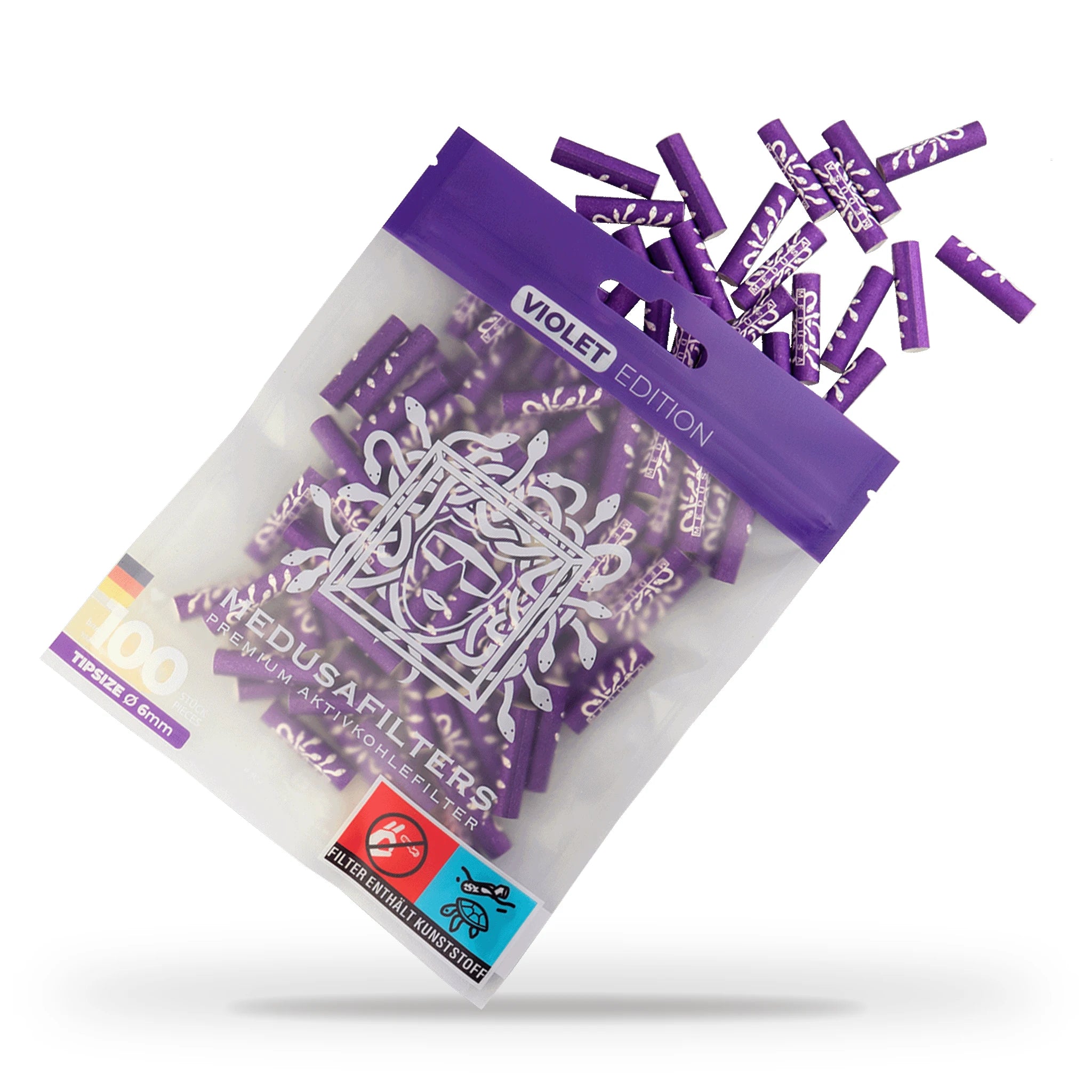 Medusafilters Aktivkohlefilter 6mm 100er Violet