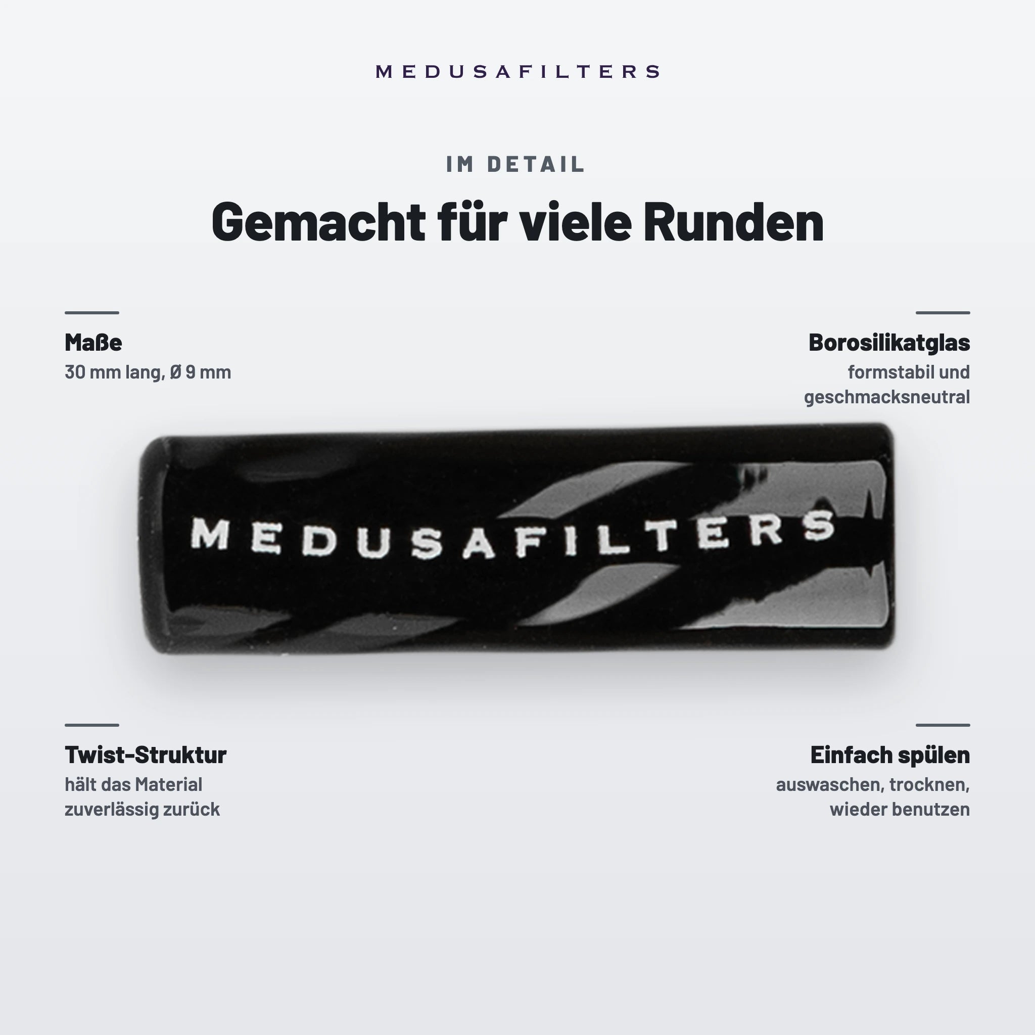 Medusafilters Twisted Glasfilter 9 mm BLACK – Im Detail