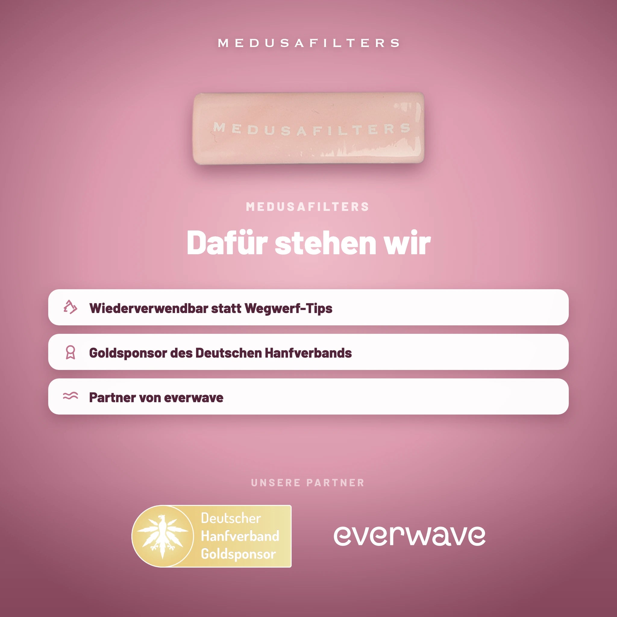 Medusafilters Twisted Glasfilter 9 mm ROSÉ – Marke und Partner