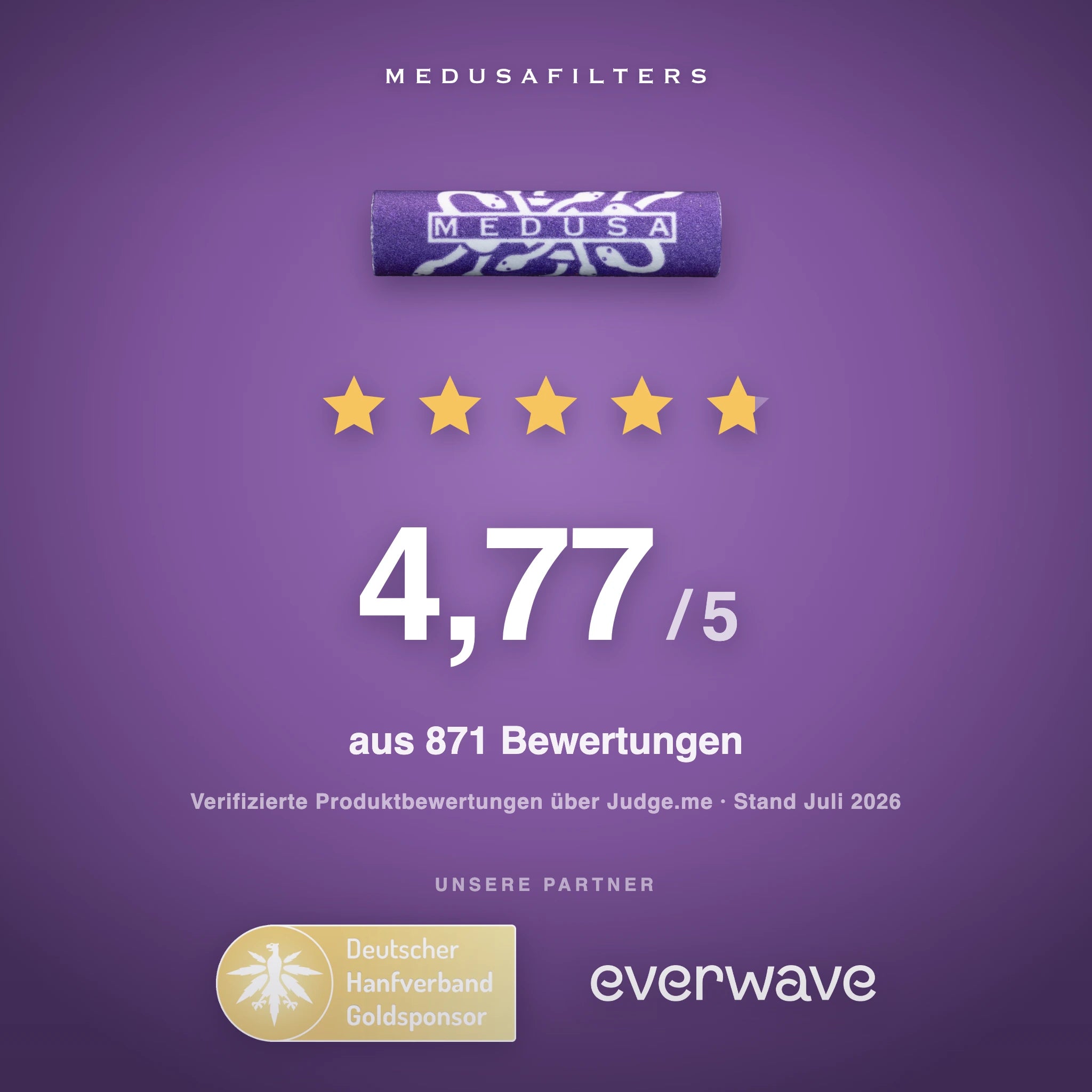 Medusafilters Aktivkohlefilter 6 mm im Glas – 100 Filter VIOLET – Kundenbewertungen
