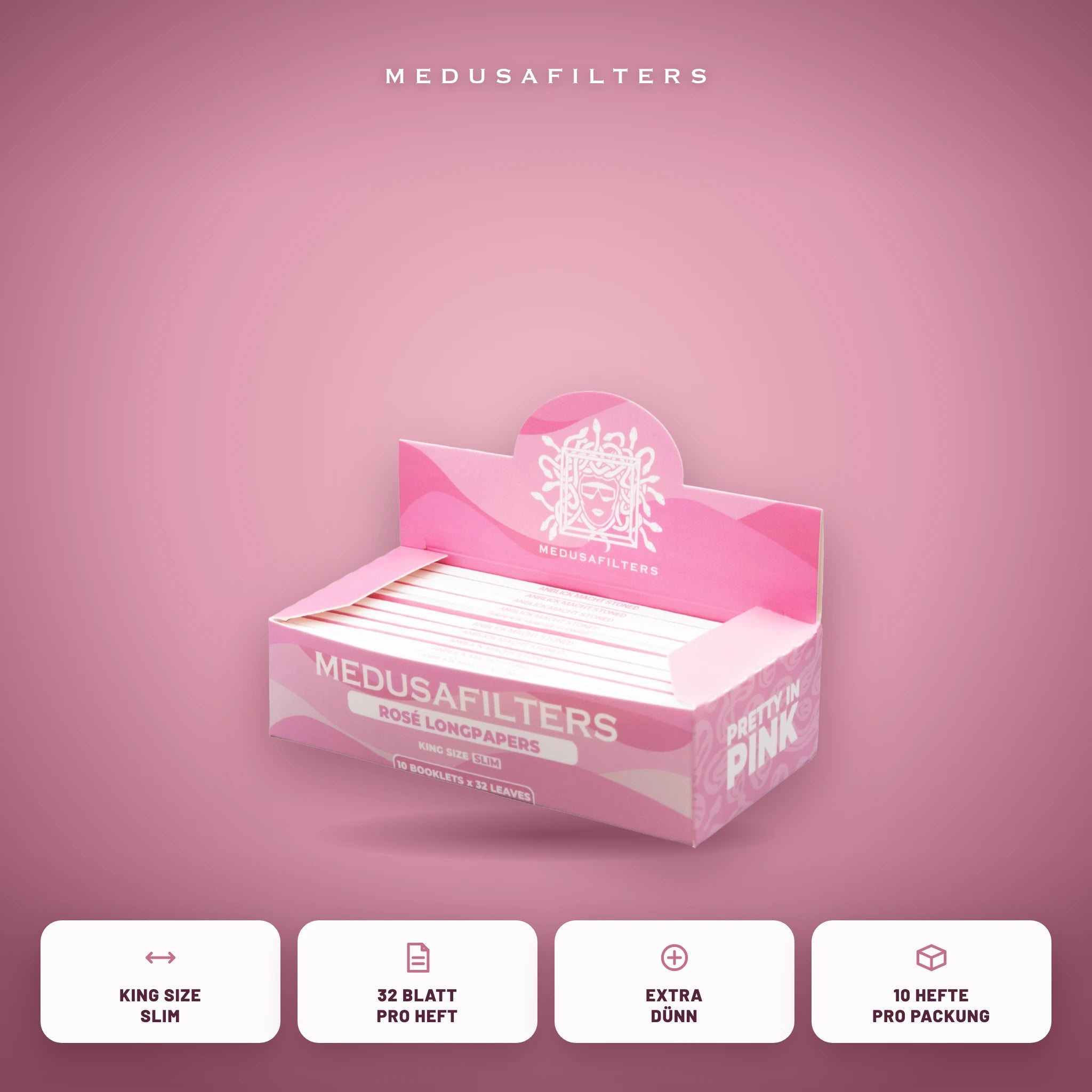 Medusafilters Longpapers King Size Slim ROSÉ – 10er Display – Vorteile