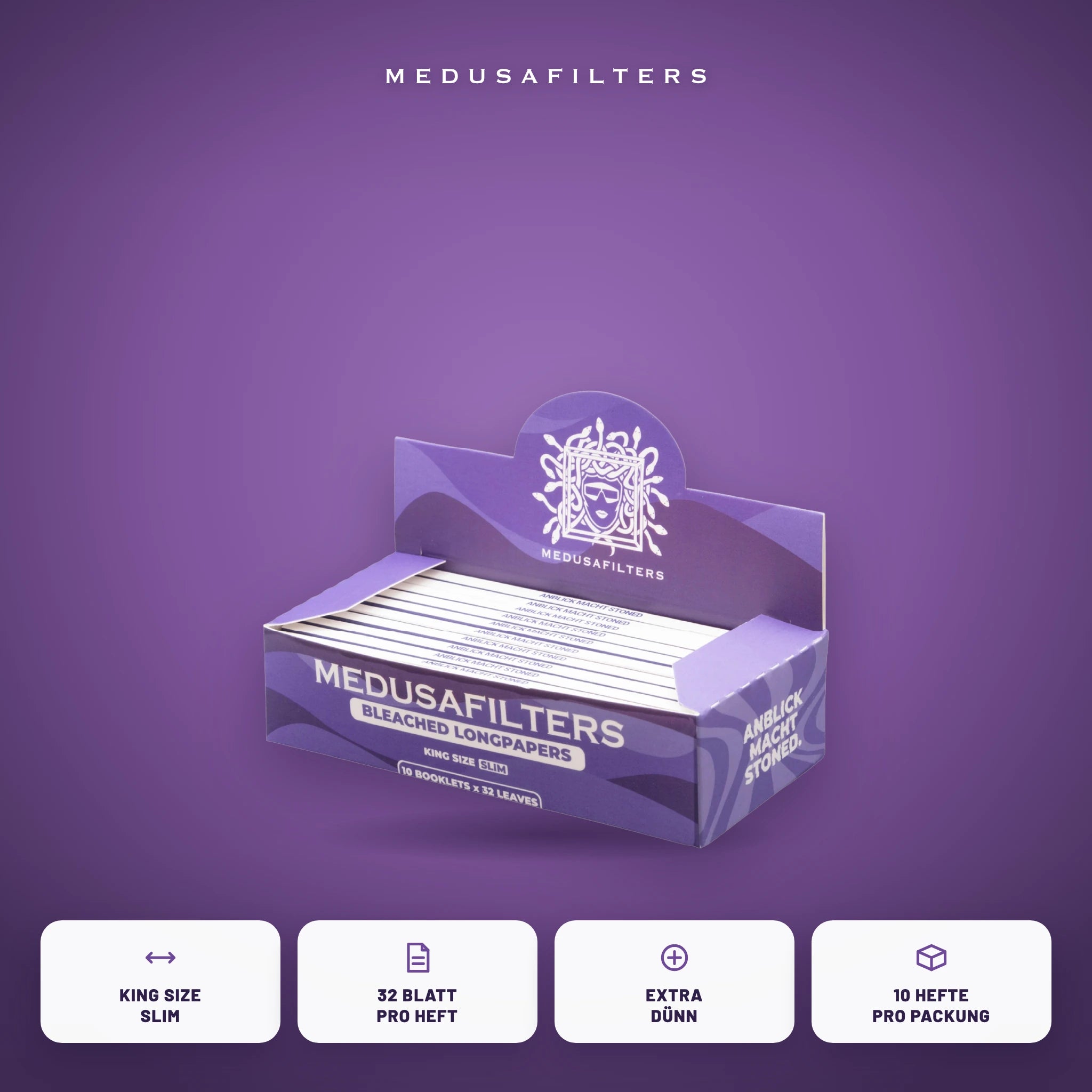 Medusafilters Longpapers King Size Slim VIOLET – 10er Display – Vorteile