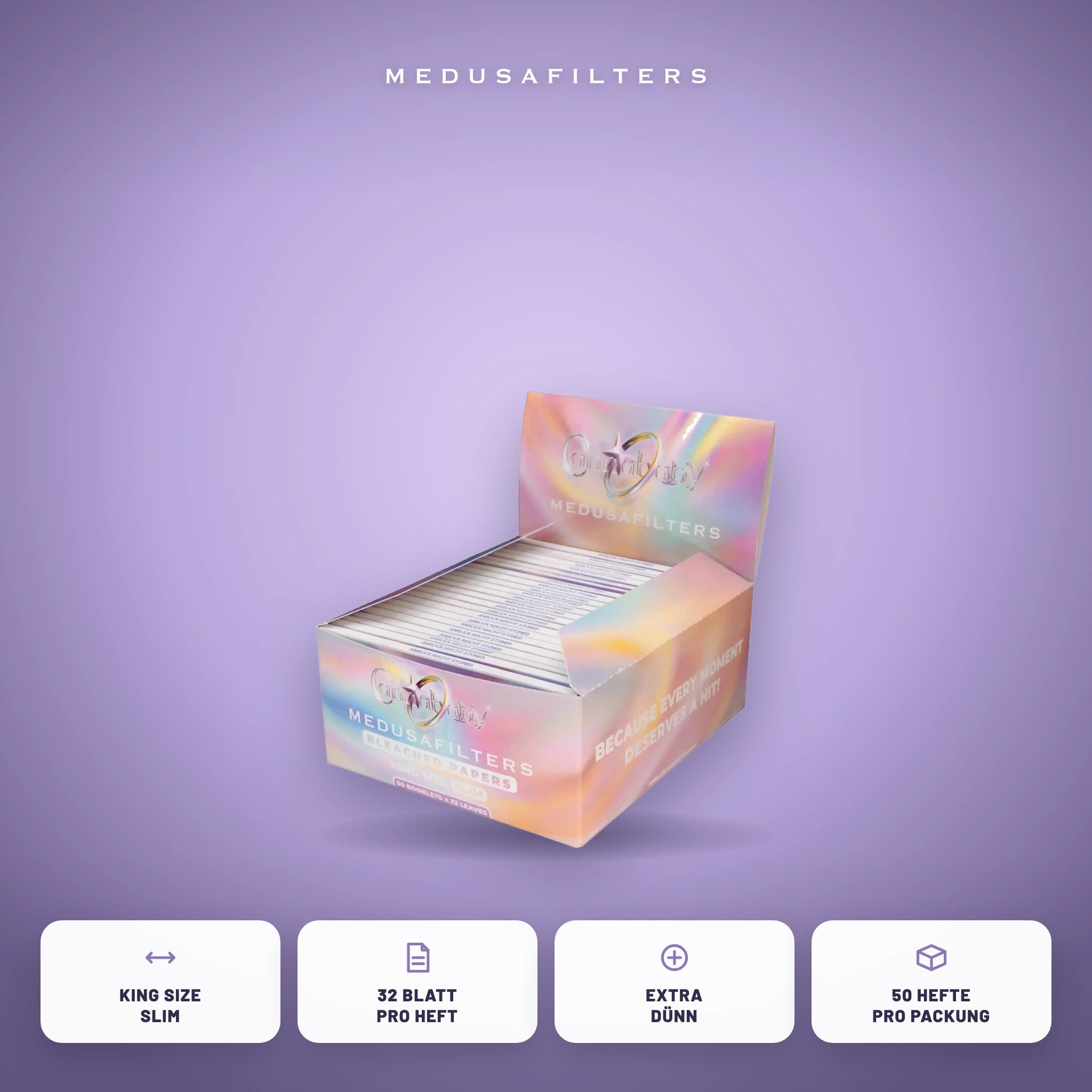 Medusafilters Longpapers King Size Slim CANNABABY – 50er Display – Vorteile