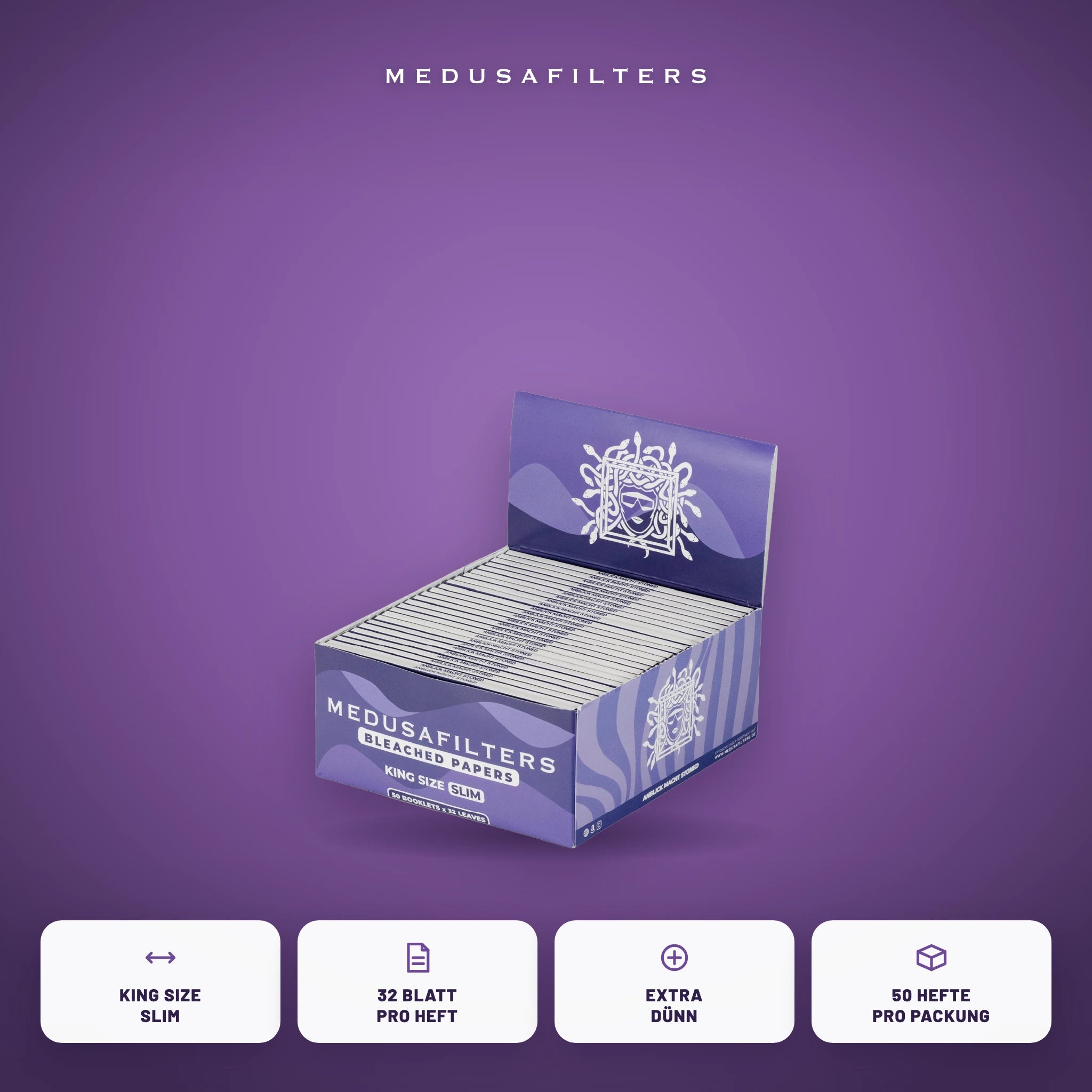 Medusafilters Longpapers King Size Slim VIOLET – 50er Display – Vorteile