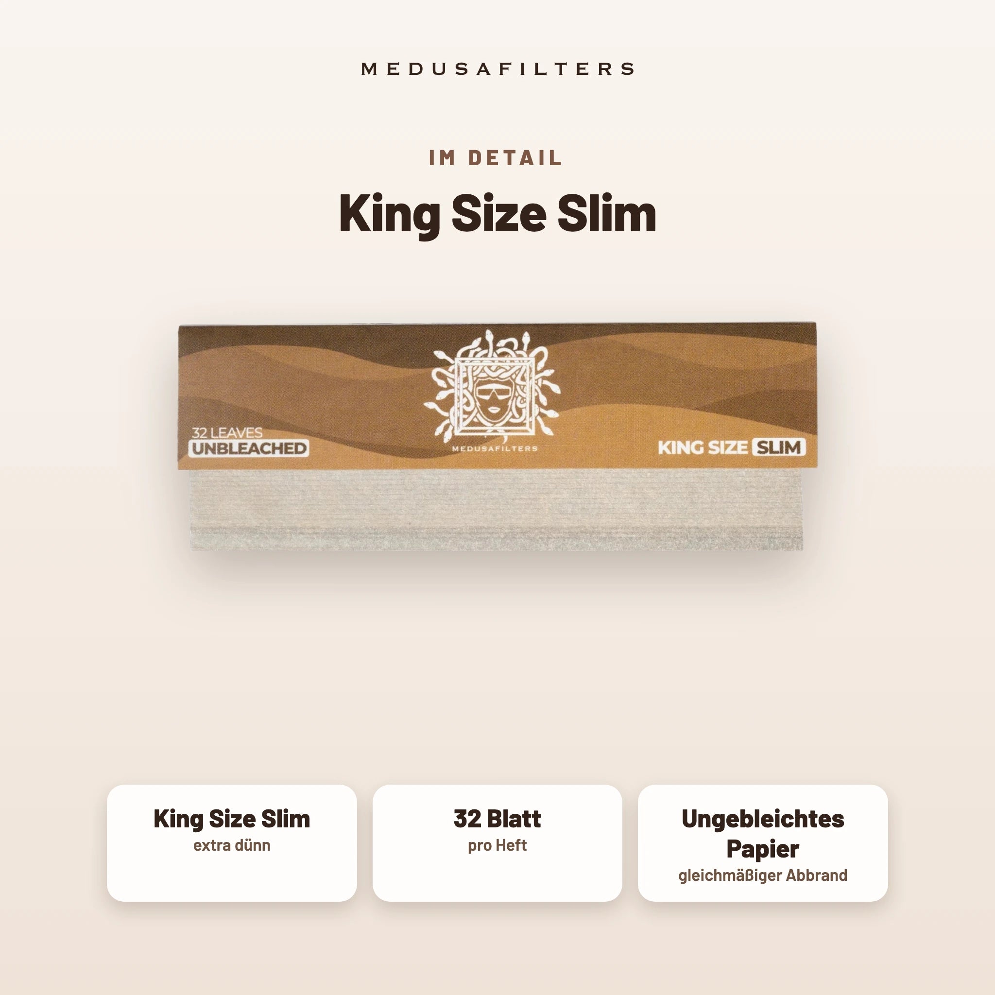 Medusafilters Longpapers King Size Slim ORGANIC – 1 Heft – King Size Slim
