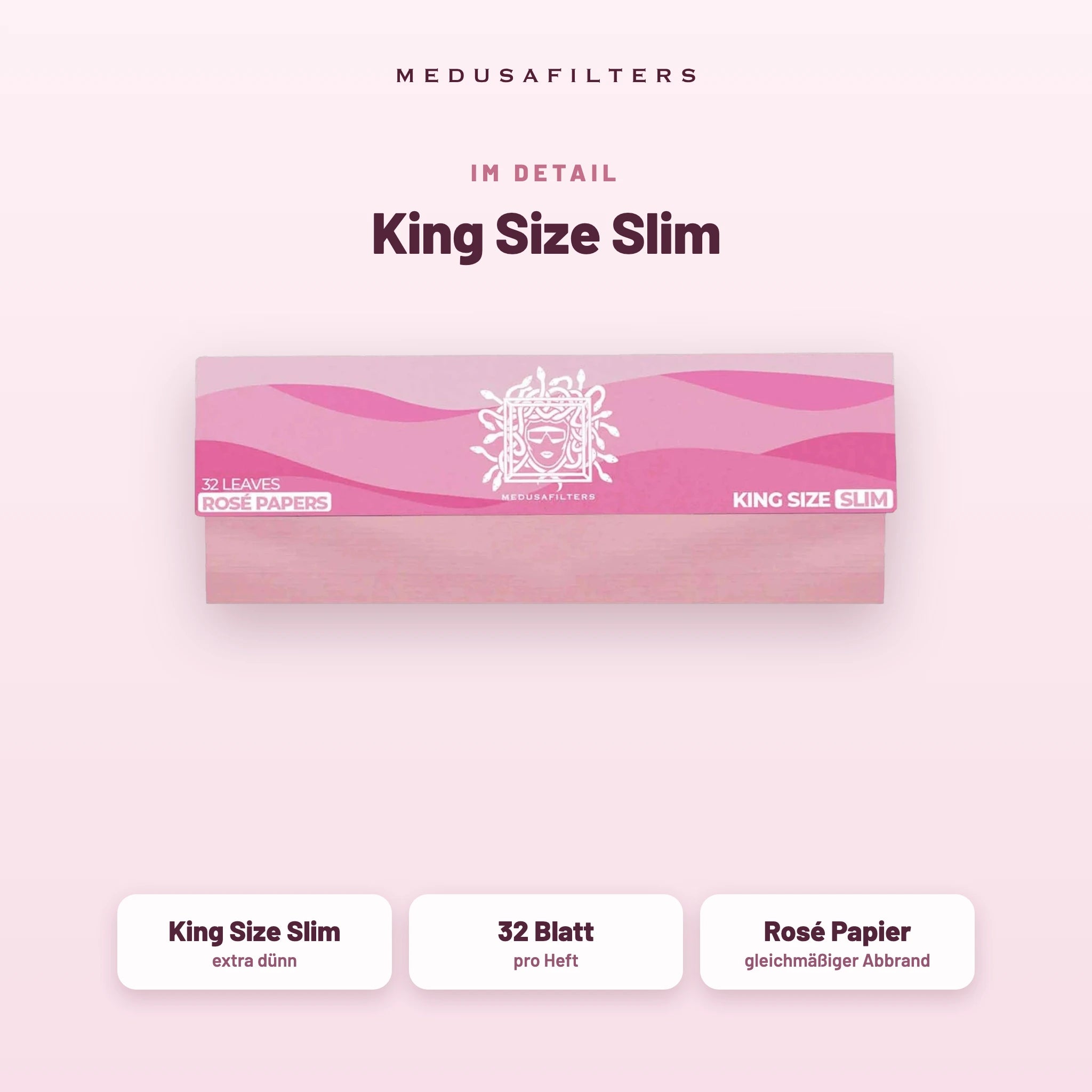 Medusafilters Longpapers King Size Slim ROSÉ – 50er Display – King Size Slim