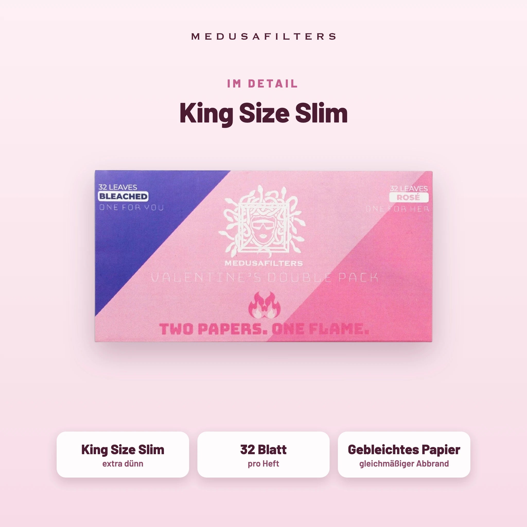 Medusafilters Longpapers King Size Slim VALENTINE – 1 Heft – King Size Slim