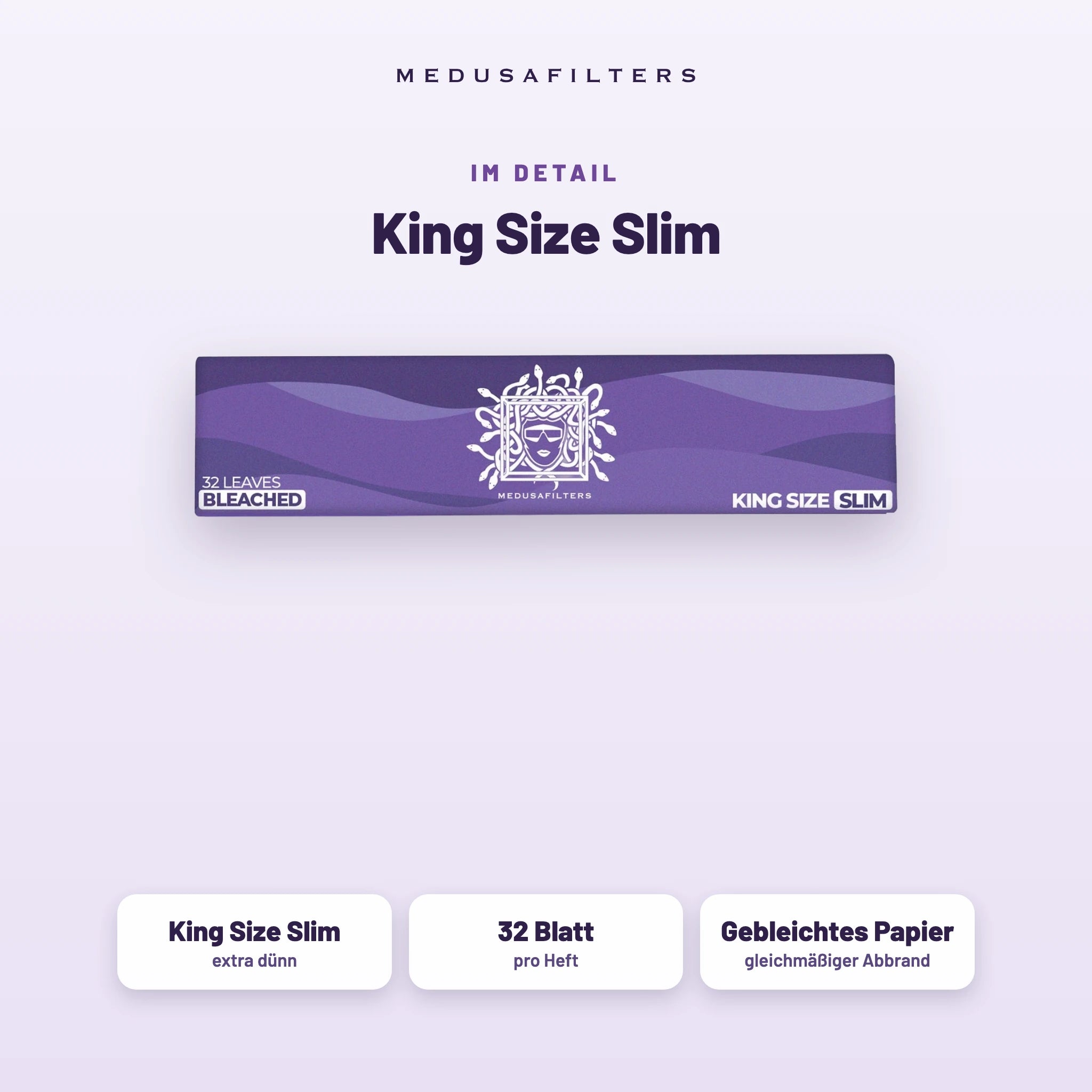 Medusafilters Longpapers King Size Slim VIOLET – 1 Heft – King Size Slim