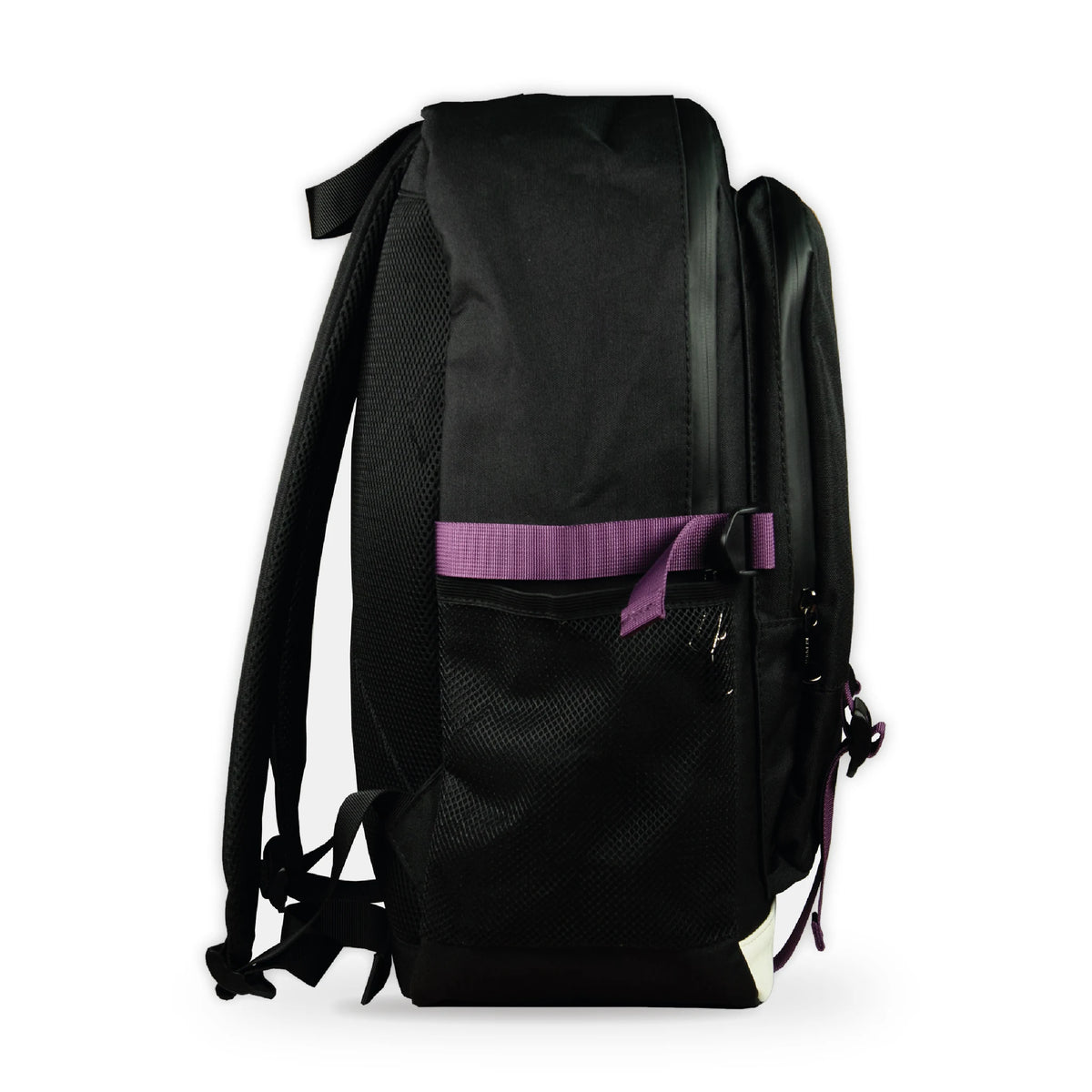 Geruchsdichter Rucksack in Schwarz von der Seite mit Netzfach