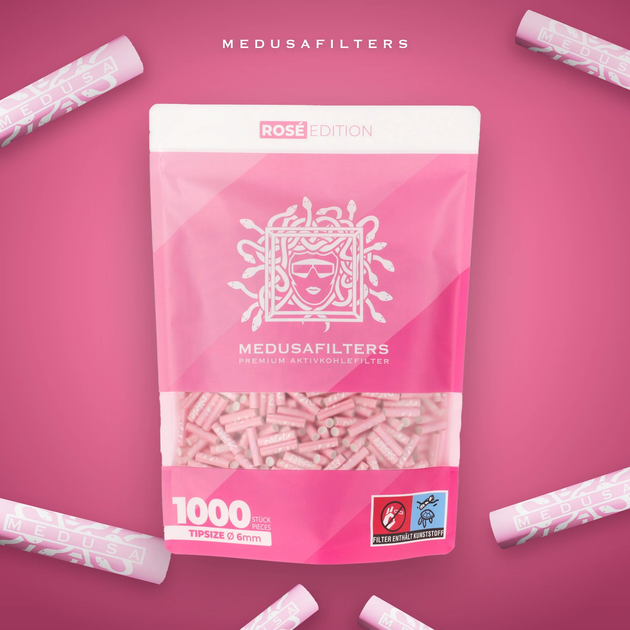 Medusafilters ROSÉ Edition 1000er Packung mit Aktivkohlefiltern