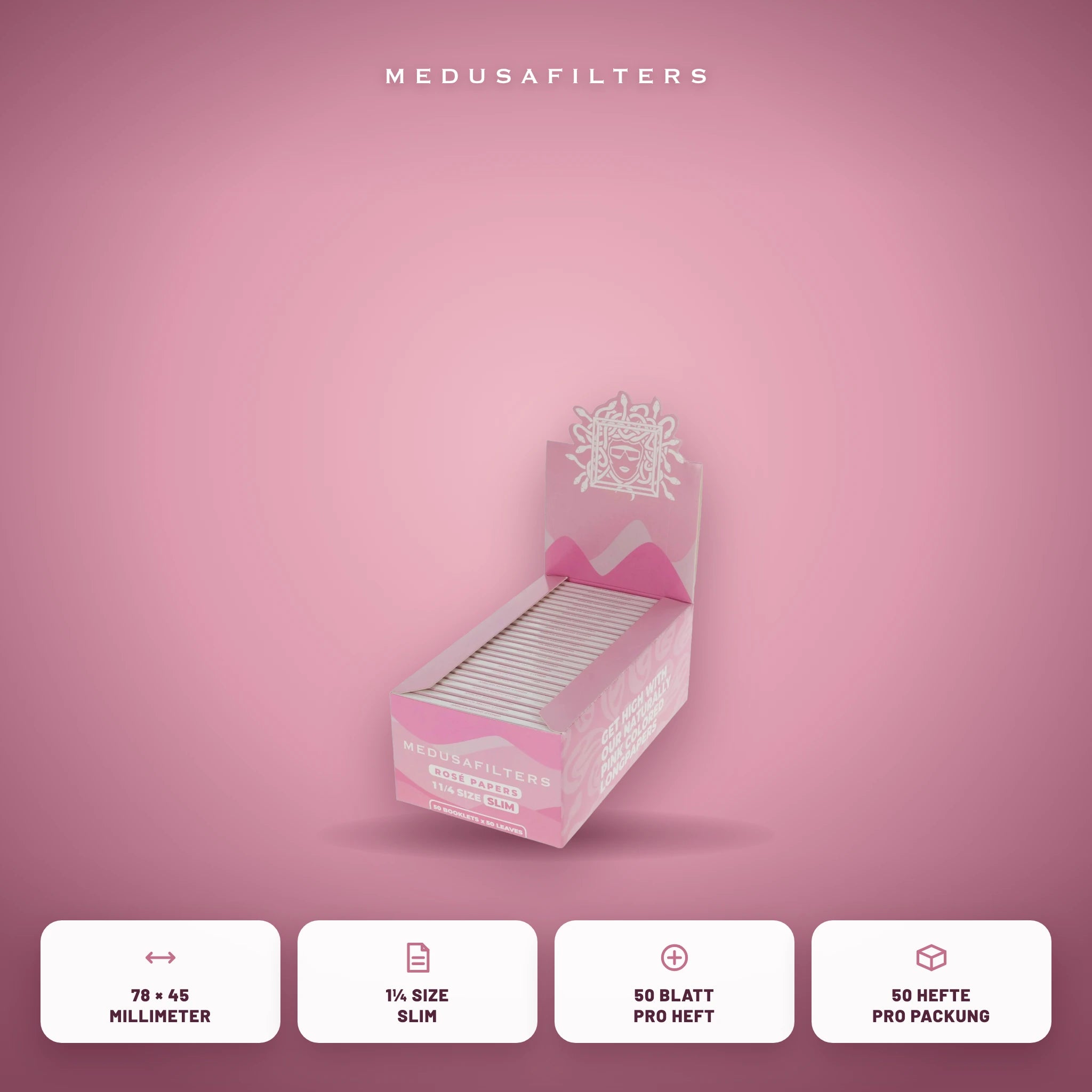 Medusafilters Shortpapers ROSÉ – 50er Display – Vorteile