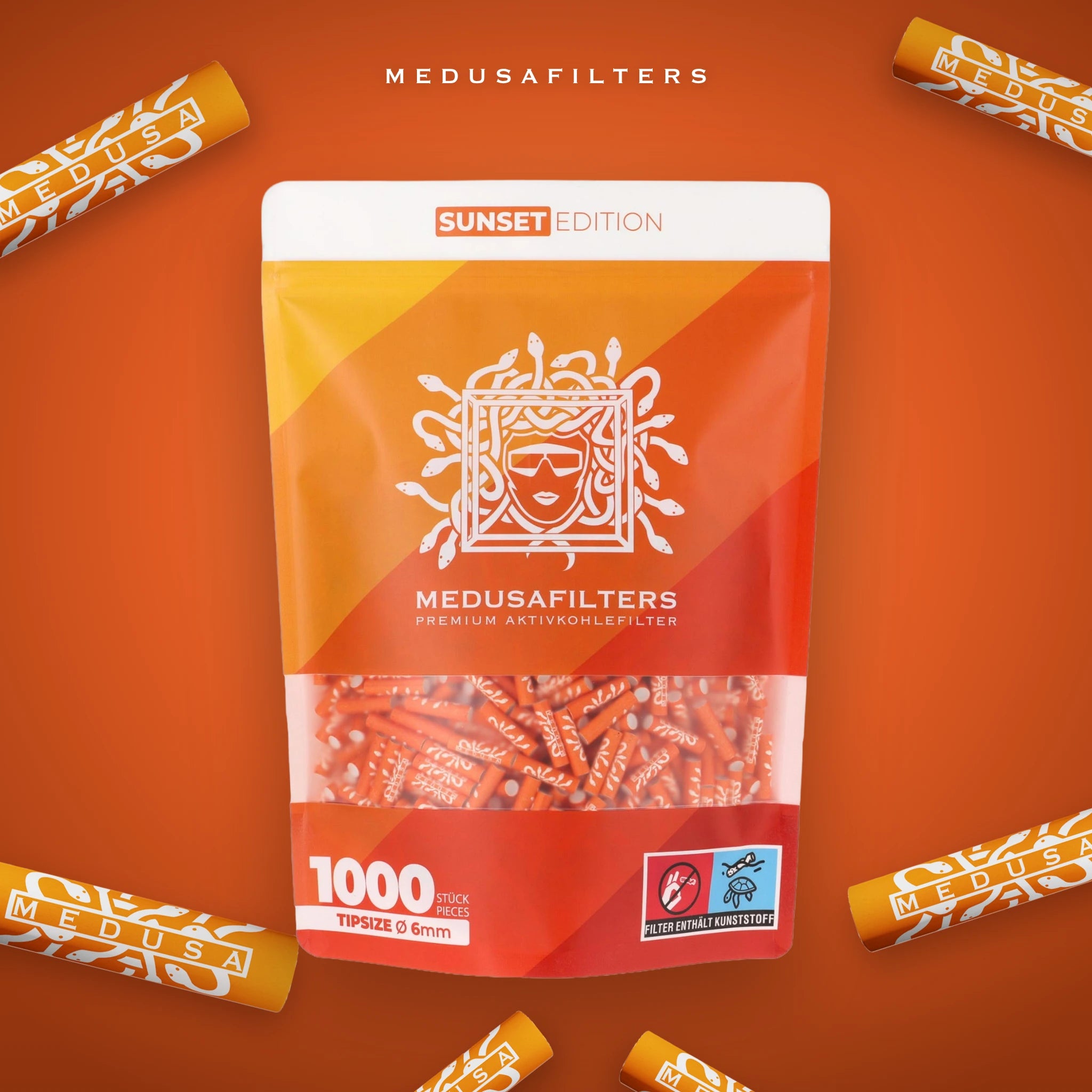 Medusafilters SUNSET Edition 1000er Packung mit Aktivkohlefiltern